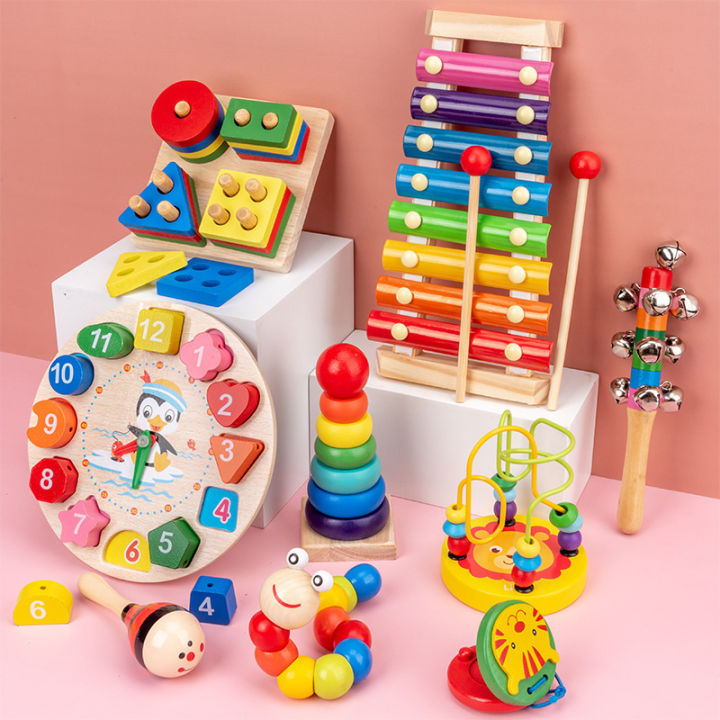 Bộ đồ chơi 6 món thông minh cho bé bằng gỗ Đồ chơi phát triển trí tuệ Đồ chơi gỗ Montessori