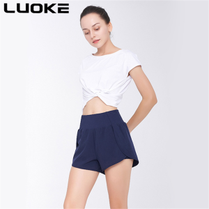 Luoke Thin Sports Shorts Womens Large Loose High Waist Fake Two-piece Running Yoga Fitness Pants Big Size