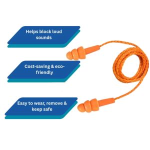 CSM Round Orange Ear Plug With String Reusable Noise Reduction Safety Earplug Work Sleep Travel