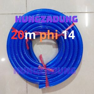 3m - 50m. Dây Ống Nước Lưới Dẻo Màu xanh Phi 14 Dùng Cho Rửa Xe Tưởi Cây Sân Vườn