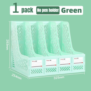 4 Column File Organizer Bookend Data Storage Rack Desktop Organizer Book Stationery for School Office