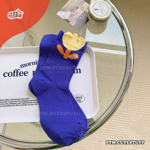 พร้อมส่ง ถุงเท้าดอกไม้ข้อกลางรุ่น 𝐁𝐚𝐜𝐤𝐲𝐚𝐫𝐝🏕️✨