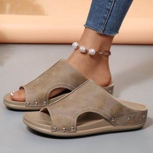 [Free Shipping] New Plus-Size WomenS Shoes Wedge-Heeled Sandals New Summer Arrivals For Women Fashionable Studded Design Plus-Size WomenS Shoes.