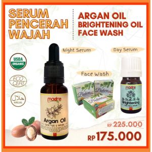 Paket FLEK Pure Organic Argan Oil 20ml + Brightening oil 5ml Bonus Sabun Bidara BPOM