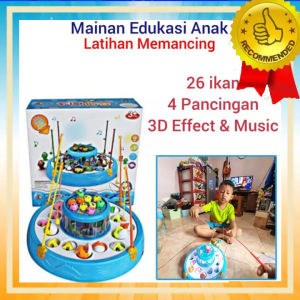 Set Mainan Anak Pancing Magnet 26 Ikan dan 4 Pancing - FISHING GAME 8002 30in1 3D Effect & Music