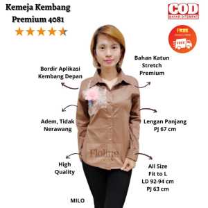 Floline  Ols - Kemeja Strech Premium Bordir Aplikasi Kembang