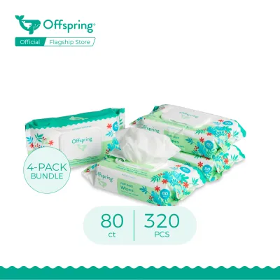 Offspring Biodegradable Plant-Based Baby Wipes 80 ct (4 Packs) [320Pcs]