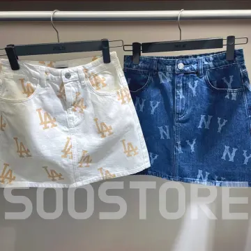 MLB■Logo Denim Skirt★送料込 Chân Váy MLB Monogram Jacquard Denim Skirt New York Yankees