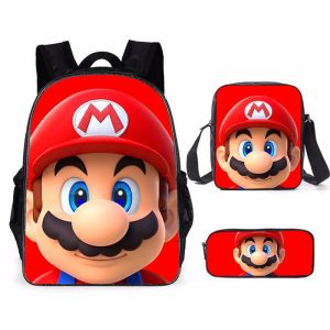 Socute Mario School Backpack Bag Beg Sekolah with Lunch Bag Pencil Case