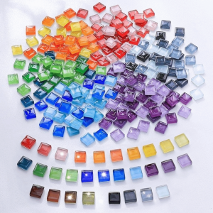 CUFEI 100/140PCS Glitter Coated Glitter Glass Mosaic Tiles Square Shape Crystal Grain Mosaic Craft Supplies DIY Crafts Glass Mosaic Art Tiles Home Decoration