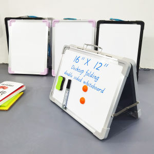 Magnetic Desktop Foldable Whiteboard Portable Mini Easel Double Sided on Table Top with Holder for Kids Drawing Teacher