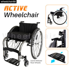 Ultra Lightweight Sports Wheelchair(11kg) Made of Aluminum & Carbon Fiber Choices of Seat Width :14"/16"/15"/17". Backrest Angle Adjustable Quick Release Rear Wheels Foldable Push Handle High Quality MBL tires Young & Trendy Design