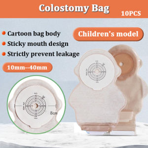 10  ถุง colostomy สำหรับเด็ก ทารกแรกเกิด ถุง Ostomy กระเป๋าอุจจาระแบบใช้แล้วทิ้ง ระบายออกได้ชิ้นเดียว ถุง colostomy สำหรับการดูแล ostomy ผ่าตัด