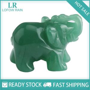 LF Wholesale✨Flash Sale ✨ Elephant Statue Figurine Natural Amethyst Rose Quartz jasper Animals Sto