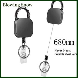 Blowing 1PC 680MM Reinforced Steel Wire Cord Heavy Duty Metal Retractable Carabiner Keychain Belt Badge Reels Clip