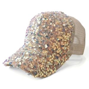COOLSOOL Breathable Shiny Sequin Baseball Cap Casual Mesh Duck Tongue Caps Fashion Korean Girls Women Sun Hat Summer