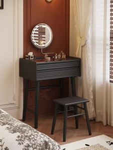 CraftedLiving SG-Chinese r-style dressing table simple makeup table with mirror black solid wood makeup table for bedroom