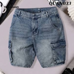 Quần short jean nam Thái Khang loại quần jean túi hộp dành cho nam trung niên chất dày dặn QUAN03