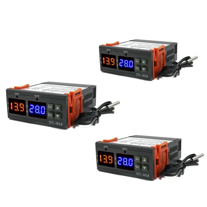 【Povhhee】STC-3018 Dual Digital Temperature Controller Two Relay Output ...