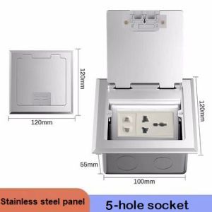 Stainless Steel Concealed Grounding Socket Three Hole-Double Fole Network Grounding Plug Waterproof Embedded socket