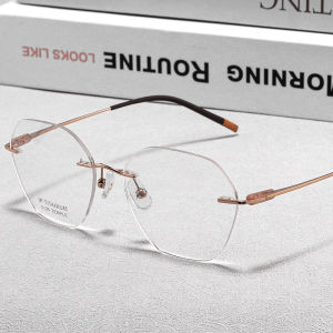MAOLAZI Fashion Luxury Glasses Retro Pure Titanium Comfortable Rimless Eyewear Prescription Eyeglasses Frame For Men Women S129