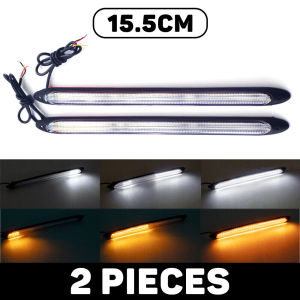 2 Pcs Car Turn Signal Light 12V Led Strip DRL Flowing Daytime Running Light Waterproof Car Streamer Light Bar Bendable Decorative Light Strip