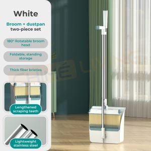 SPOT RESERVE Broom and dustpan set 2 in 1 broom dustpan set Swivel broom windproof dustpan foldable for standing storage