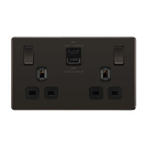 British General Wall socket with USB C & USB A | Laptop Charging | Up to 45W Power delivery | Safety Mark | Anti Microbial certified | 10 Years warranty
