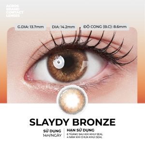 (HOẢ TỐC SG) Kính áp tròng màu Nâu đồng ánh kim SLAYDY BRONZE ACROS – Lens dùng 6 tháng đeo 10h/ngày