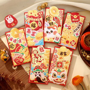 JustLiving 6Pcs Chinese Red Envelopes 2025Asian Lunar New Year Cartoon Snake Red Envelope Foldable Small Lucky Money Envelopes Snake Year Envelope Red Packet Hongbao for Spring Festival Birthday Wedding Supply
