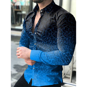 Luxury Shirts New 2026 Mens Shirts Fashion Lapel Button Casual Polka Dot Print Long Sleeve Cardigan Clothes Prom Party Shirts