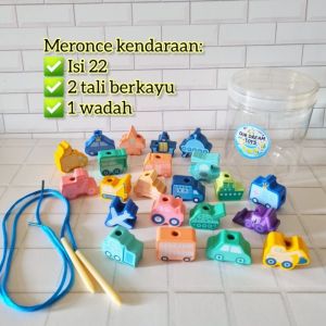 Mainan edukasi ronce hewan/ buah/ huruf/ angka - mainan terapi motorik halus meronce manik manik