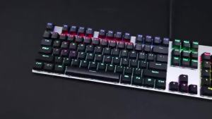 GK410 104 Keys Metal Panel Mechanical Keyboard RGB Light green black tea axis esports full non-impact game computer keyboard2026