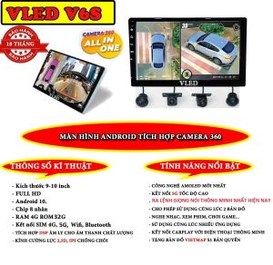 Màn hình liền camera 360 3D toàn cảnh VLED V6S RAM 4G ROM 32G chất lượng FULL HD 1280x720 chíp 8 nhân tốc độ xử lý cao CHIA ĐÔI MÀN HÌNH với 4 mắt camera SONNY 225 siêu nét Camera 360 độ ô tô  camera 360 cho ô tô - UY TÍN 166 - Lazada