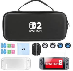 🔥 SG READY STOCK🔥Full Accessories Set For Nintendo Switch 2 Travel Carrying Case Kit with 2 PCS Screen ProtectorClear ShellBlue Red Silicone Cover for Joycons