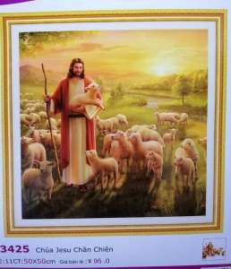 Tranh Thêu Chữ Thập Chúa Jesu chăn cừu (về tự thêu) LV3425