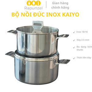 Bộ nồi inox đúc Nhật Bản Kaiyo inox đúc liền khối và đáy 3 lớp dày 2.5 mm 3 kích cỡ 182022 cm