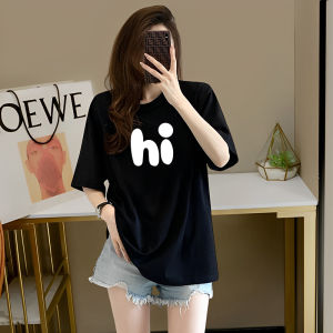 T-Shirt Wanita Lengan Pendek Longgar - Motif Huruf Inggris Minimalis Katun Tipis Bernapas Premium 2025 Desain Streetwear Korea Ukuran Besar Slim Fit Kerah Bundar Baju Kasual Nyaman Tren Musim Panas Manis dan imut Modis Serbaguna Tops Slip - on