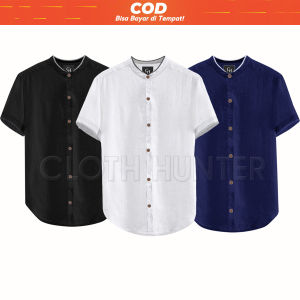 Baju Koko Pria Dewasa Lengan Pendek Polos Kemeja Koko DZAKIR Kerah Shanghai Kantor Formal Aware Muslim Pria Terbaru
