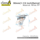 ClassAHW White Nylon Roller Caster Wheel Brake Swivel Rigid Fixed Thread Stem Roda Putih M8 M10 25mm 32mm 50mm 75mm