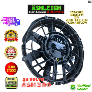 ASH 300w 24V Brushless Aux Fan 12 inches High Speed Fan PUSH AIRFLOW Car Aircon parts 3500rpm up to 3000 CFM like spal m2