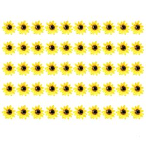 50 Pcs Fashion Artificial Flower Heads Easy To Install Decorative Flowers Yellow False Sunflower for Headwear Party