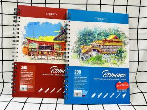 Sổ Vẽ Lò Xo Đa Năng Cao Cấp 20 Tờ Size A4-A5 Định Lượng Giấy 200GMS Và 300GMS Bìa Nhựa Chống Thấm Nước ROMACE TAKEYO