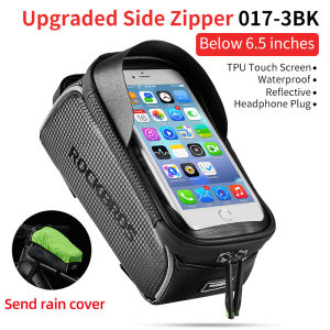 ROCKBROS Bicycle Bag Waterproof Touch Screen Cycling Bag Top Front Tube Frame MTB Road Bike Bag 6.5 Phone Case Bike Accessories