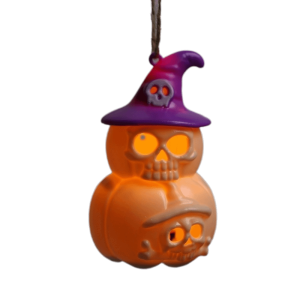 VINEY Skeleton Pumpkin Nightlight LED Glowing Button Cell Battery Operated Halloween LED Decor Funny Aesthetic Spooky Tabletop Lamp Bedside Nightstand