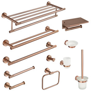 【Super low price】Brushed Rose Gold Accessories Set Toilet Brush Holder Toilet Paper Holder Towel Bar Rail Rack Hanger Hook Soap Dish Hardware