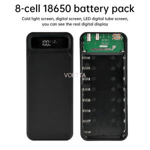 5-12V Adjustable Power Bank Kit - Solderless 8×18650 Battery Case with Removable Shell (DIY Mobile Charger Enclosure)
