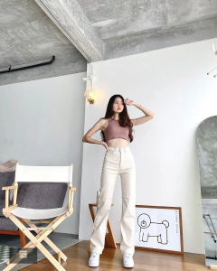 Hightwaist Kulot Jeans Wanita Black And White