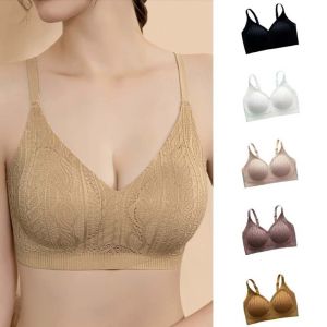 COPOTIYA Close-fitting Wireless Deep V Bra Shockproof Woven Lace Seamless Bras Retro Traceless Push Up Underwear Girls Women