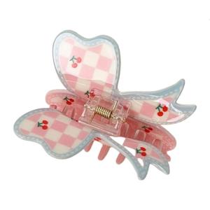 Thời trang bướm cung Kẹp tóc càng cua buộc tóc đuôi ngựa acrylic với họa tiết ca-rô cho phụ nữ thanh thiếu niên phụ kiện phổ biến